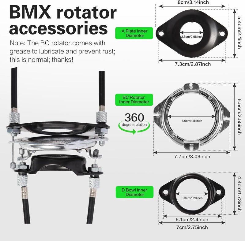 Gionfe كابلات فرامل جيرو لدراجة BMX أمامية + خلفية (علوية + سفلية) مع مجموعة دوار سبينر كاملة، مجموعة كابلات وخطوط فرامل دراجة BMX واستبدال السكن لمعظم أنظمة الجيرو ودراجات 20 بوصة، احترافية - Image 4